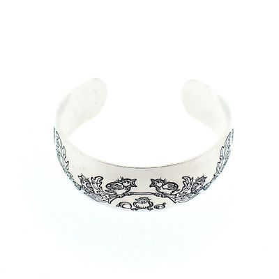Image 1 of Silver bracelet with floral engraving; Size S