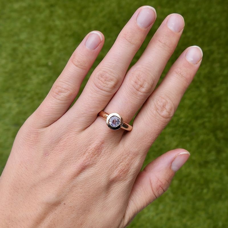 Image 9 of Rose gold 'Sushi' ring set with aquamarine | Bron Jewelry