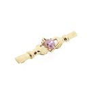 Afbeelding 3 van Gouden Claddagh broche met roze zirconia