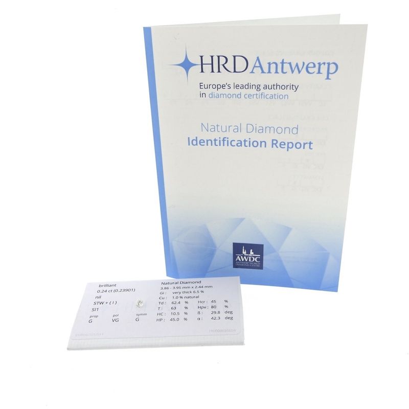 Image 2 of 0.24 ct. Brilliant cut diamond I/SI1 + HRD Certificate - Natural diamond