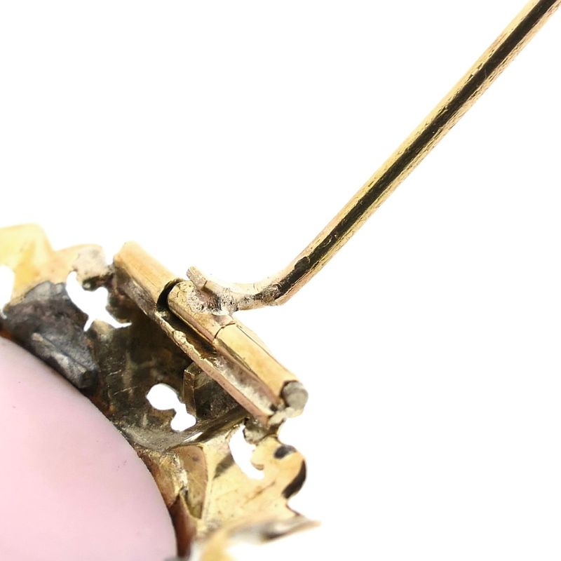Afbeelding 6 van Antiek gouden broche met roze camee