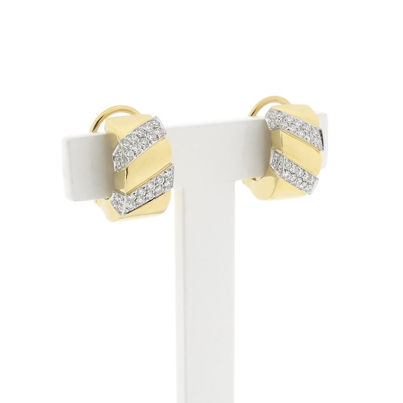 Image 3 of Gold stud earrings set with diamonds; 0.70 ct.