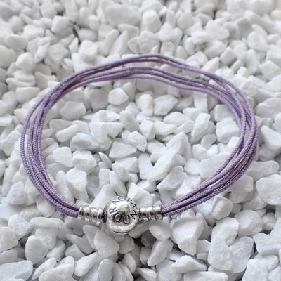 Image 2 of Pandora violet rope bracelet; Silver; | 19 cm
