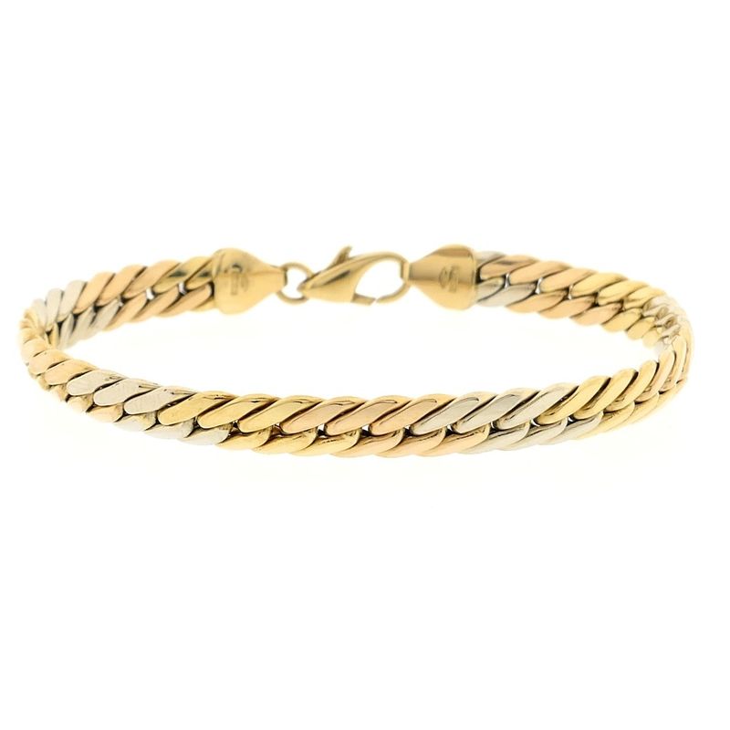 Image 3 of Tricolor gold gourmet link bracelet