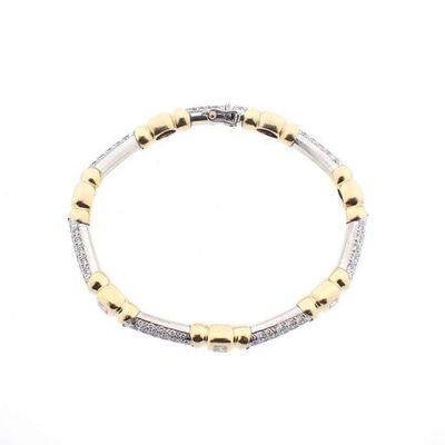 Image 1 of Two-tone gold fantasy link bracelet with diamonds; 2.85 ct.