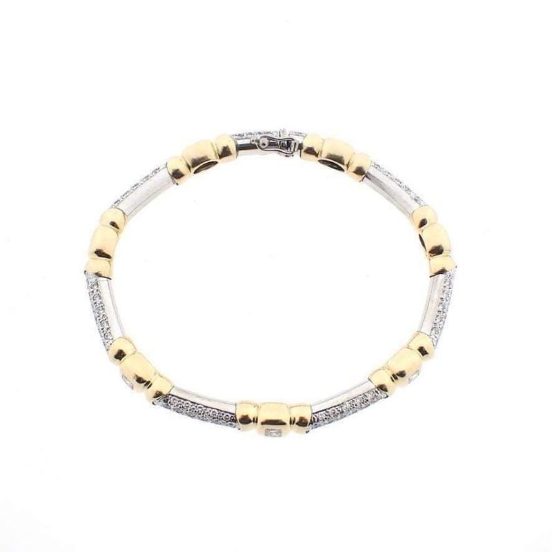 Image 1 of Two-tone gold fantasy link bracelet with diamonds; 2.85 ct.