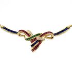 Image 5 of 18K gold necklace with sapphire, emerald, ruby, and diamonds (0.055 ct.) | 42 cm
