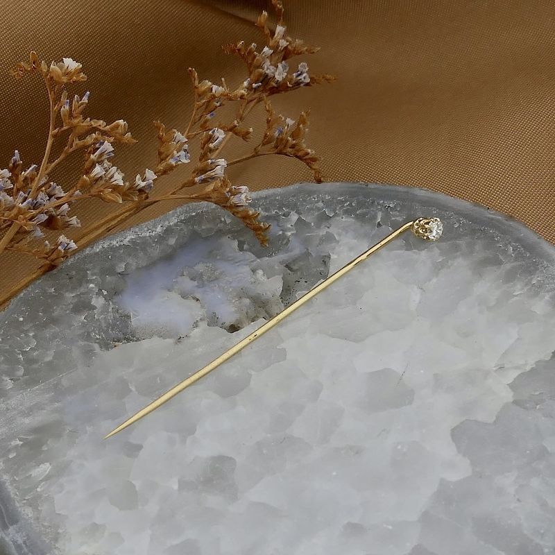 Image 5 of Gold lapel pin, tie pin with diamond | 0.14 ct
