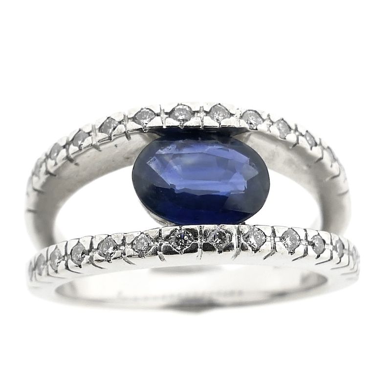 Image 4 of 18-karat white gold ring | Sapphire & Diamond 0.28 ct.