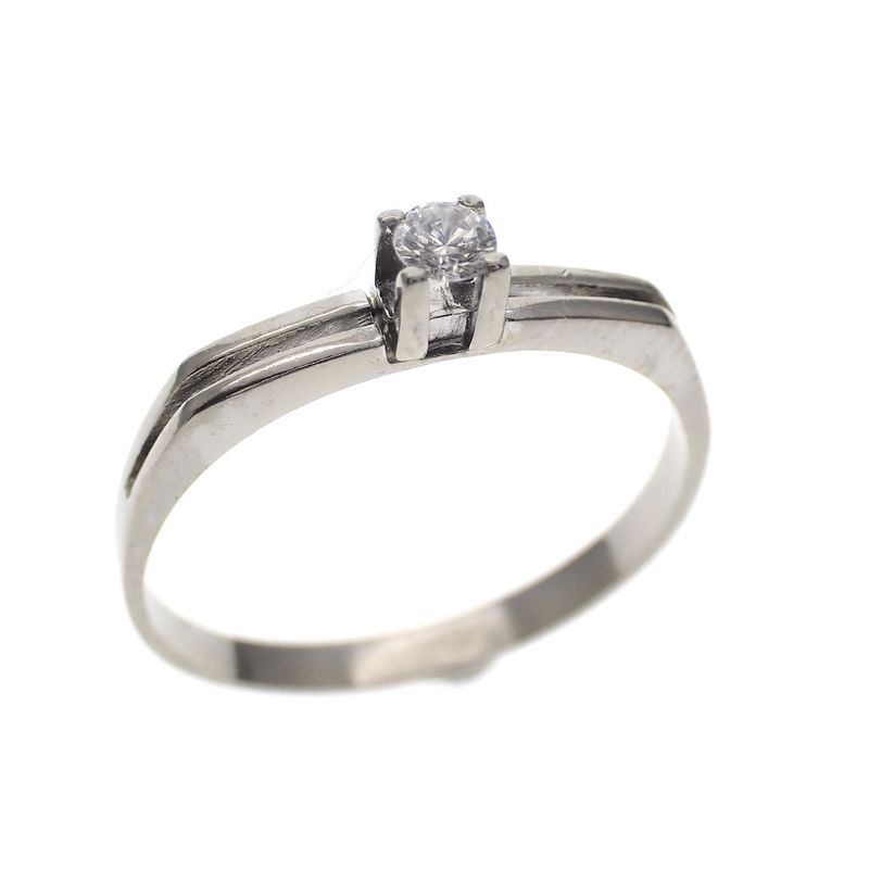 Image 1 of White gold solitaire ring with zirconia