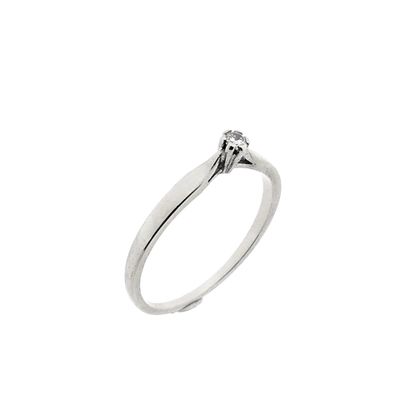 Image 1 of White Gold Solitaire Ring; Diamond 0.04 ct.; 14 Karat; Size 16.75