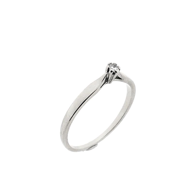 Image 1 of White Gold Solitaire Ring; Diamond 0.04 ct.; 14 Karat; Size 16.75