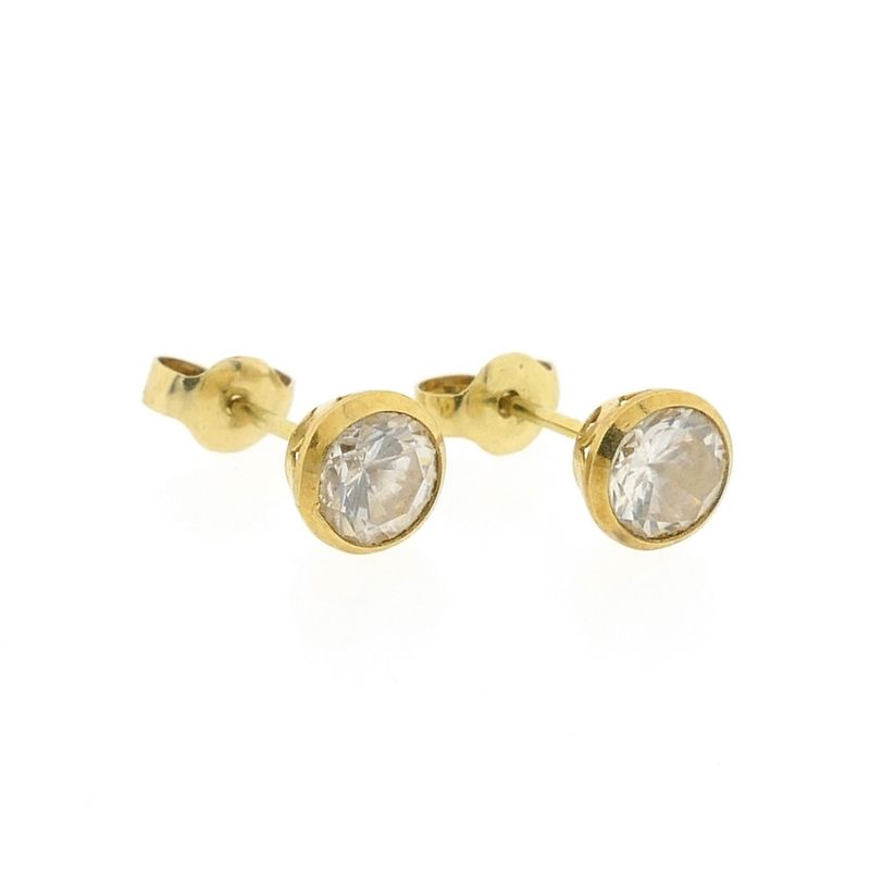 Image 5 of Gold stud earrings with zirconia
