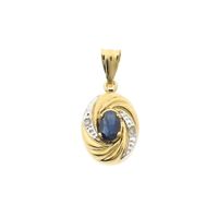 Gold minimalist pendant with sapphire and diamond | 0.01 ct.
