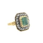 Image 4 of Gold Victorian ring with emerald and rose-cut diamonds; approx. 0.40 ct.
