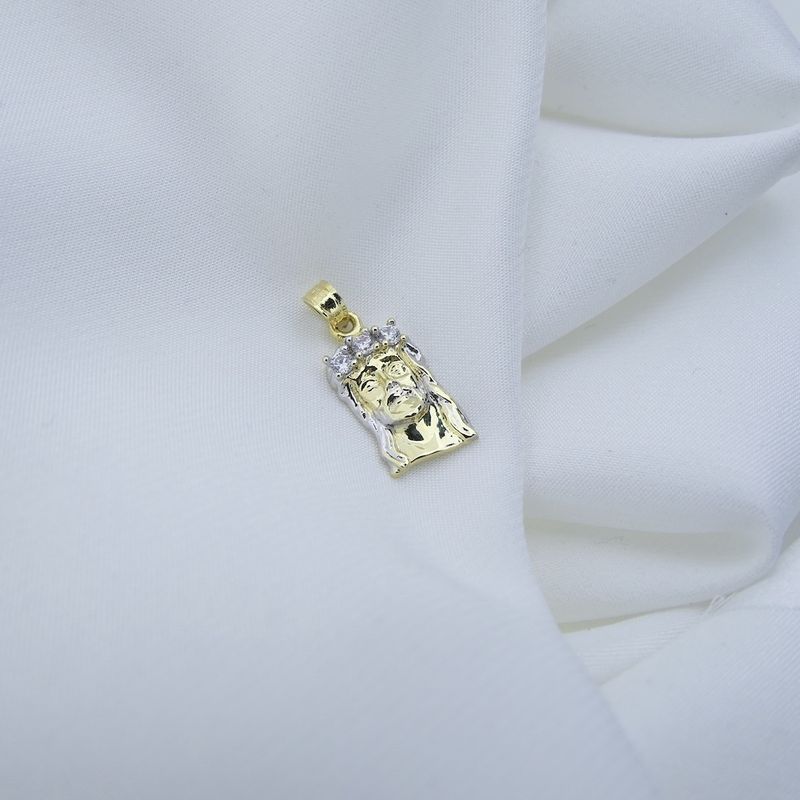 Image 6 of Gold pendant of Christ with zirconia stones