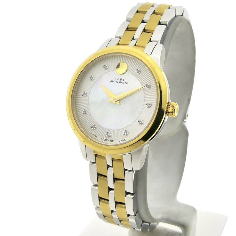 Image 2 of Movado 1881; Automatic two-tone women's watch with MOP and diamond dial; 0607489