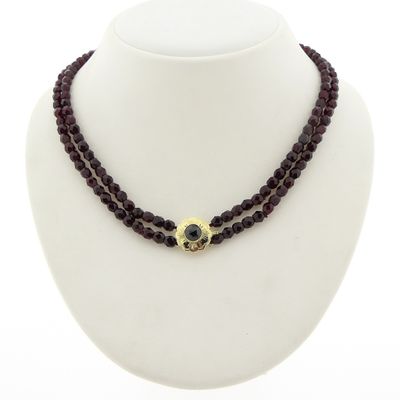 Image 1 of Antique glass bead necklace with gold clasp