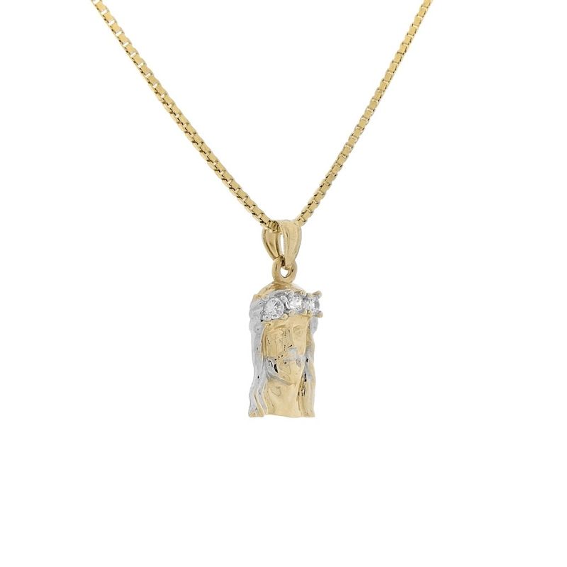 Image 9 of Gold pendant of Christ with zirconia stones