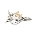 Image 3 of 14K Vintage White Gold Brooch with Cultured Pearls
