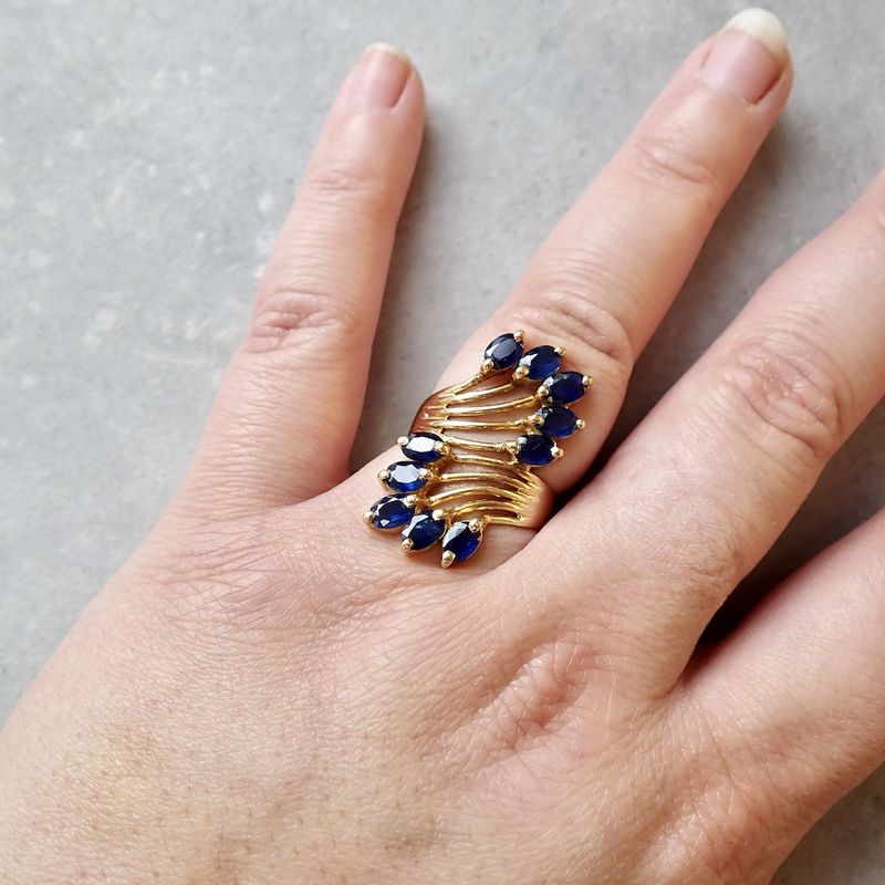 Image 2 of 22 carat gold cocktail ring with sapphire