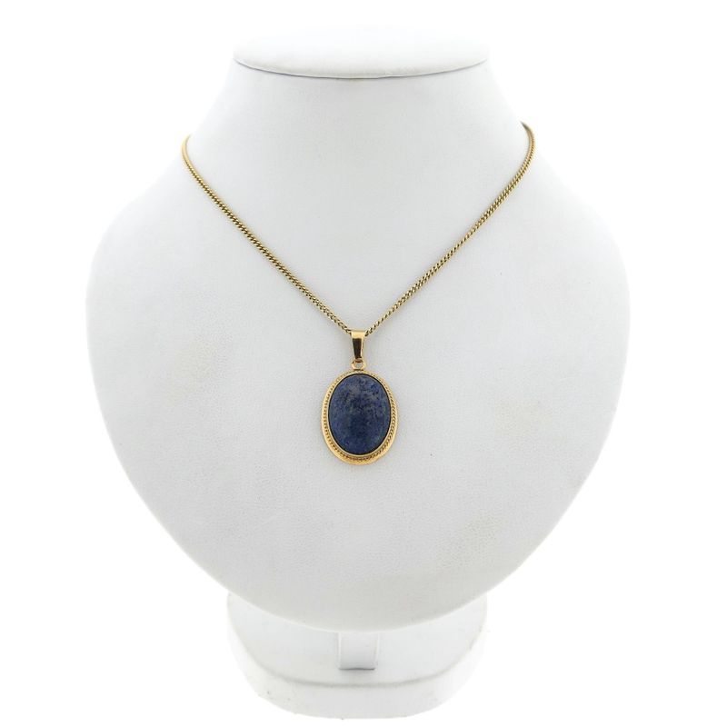 Image 4 of Vintage Gold Pendant with Apatite; 14 Karat