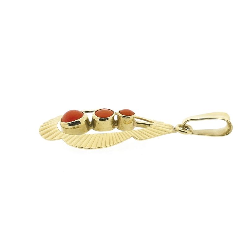Image 5 of Vintage gold pendant with red coral.