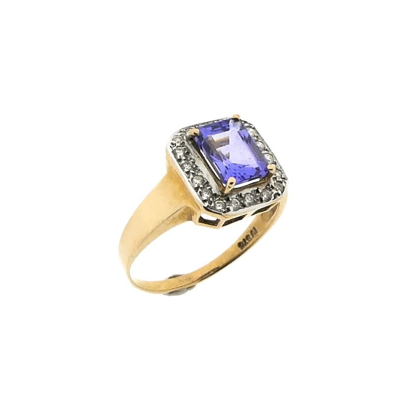 Image 1 of 9 carat ring with tanzanite and diamond | 0.27 ct.