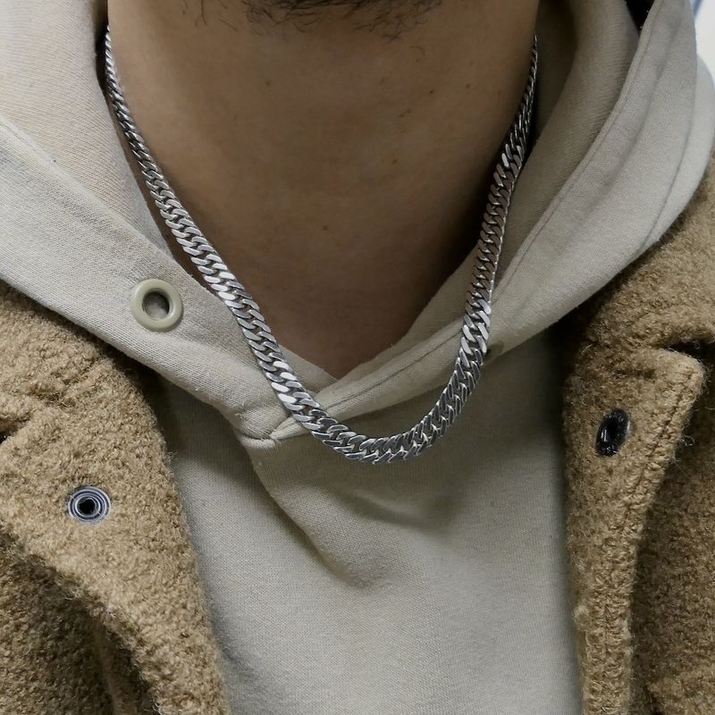 Image 10 of Silver flat gourmet link chain | 51 cm