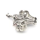 Image 3 of Silver pendant with orange zirconia and marcasite; floral bouquet