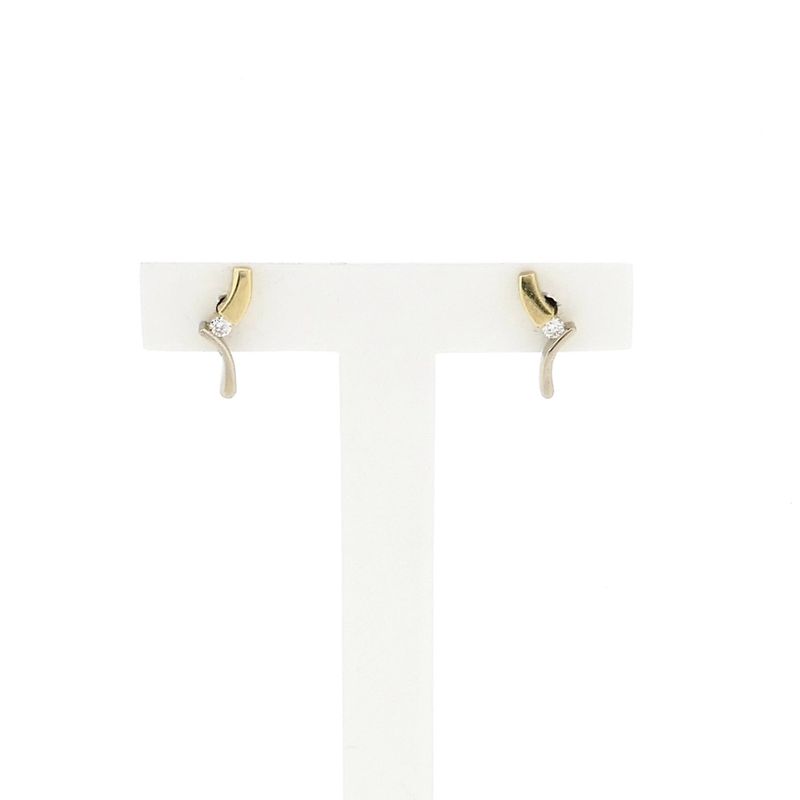 Image 1 of Diamonde Bicolor Gold Earrings with Diamonds; 0.07 ct.