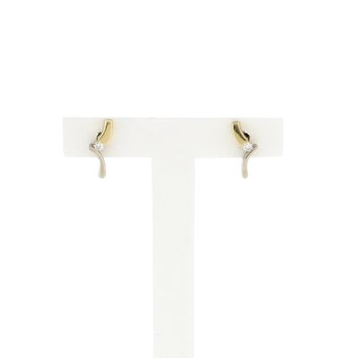 Diamonde Bicolor Gold Earrings with Diamonds; 0.07 ct. Image 1 of Diamonde Bicolor Gold Earrings with Diamonds; 0.07 ct.