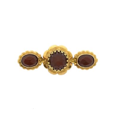 Image 1 of Vintage Gold Brooch with Carnelian