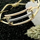 Image 2 of Arpas tricolor gold bangle with zirconia; Size M/L