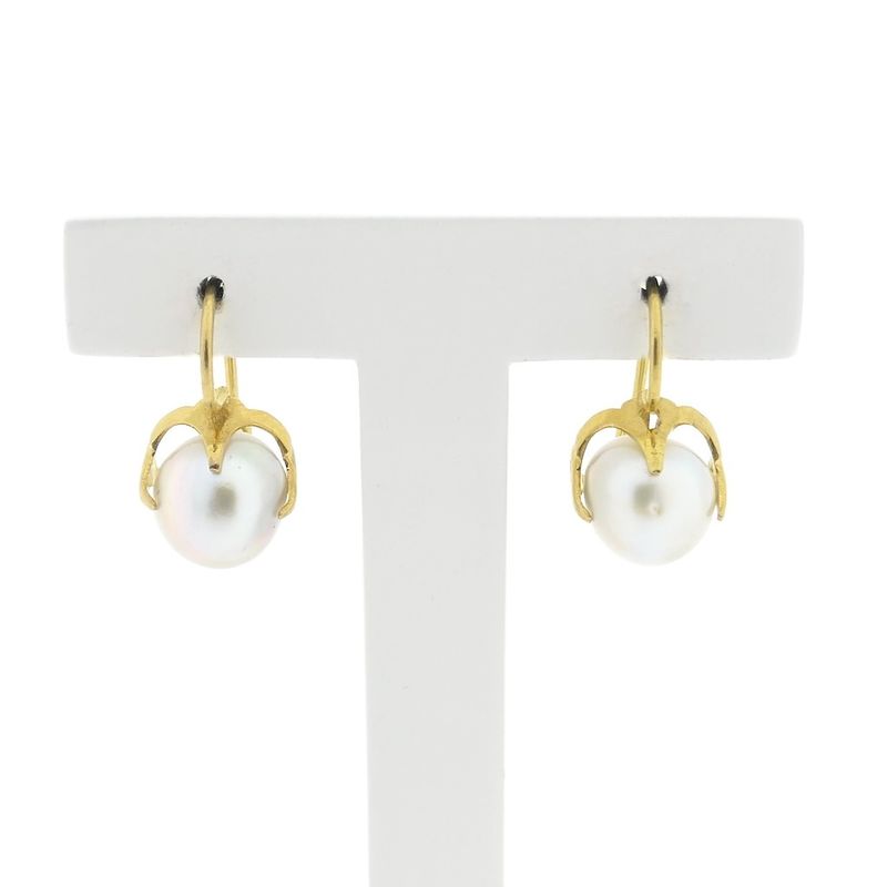 Image 1 of Gold earrings with artificial pearls | Vintage