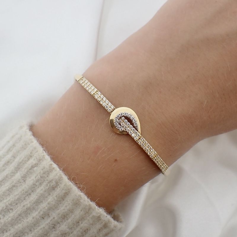 Image 5 of Gold bracelet with zirconia; Geçen | 19 cm