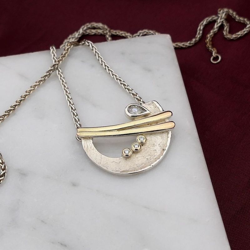 Image 2 of Silver Necklace with Fixed Pendant