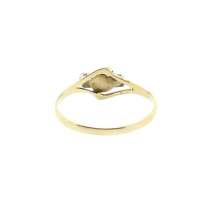 Image 4 of Gold Ring with Cultured Pearl & Zirconia
