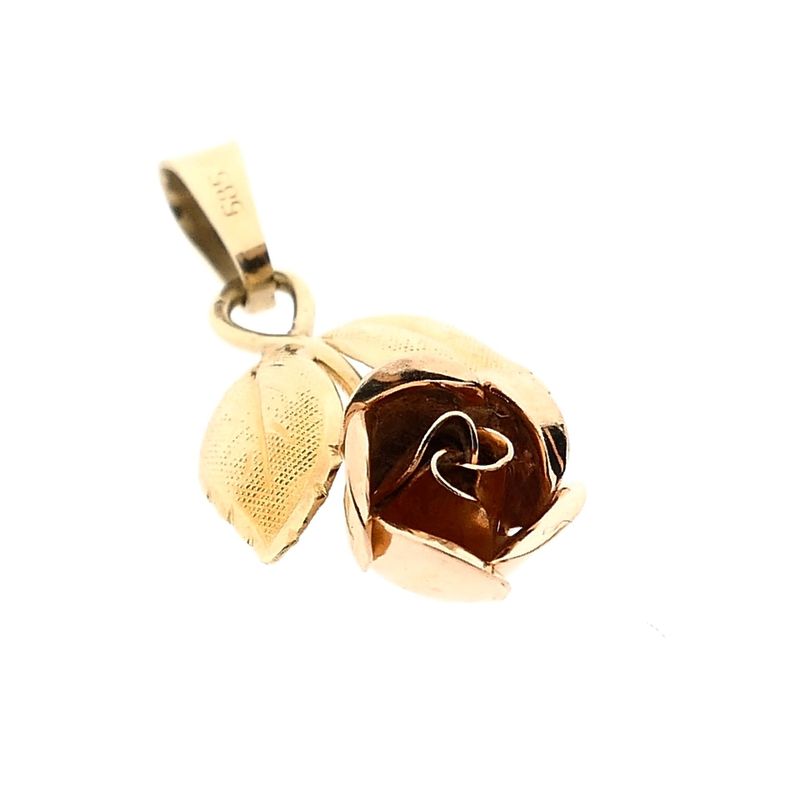 Afbeelding 4 van Bicolor gouden hanger van roos