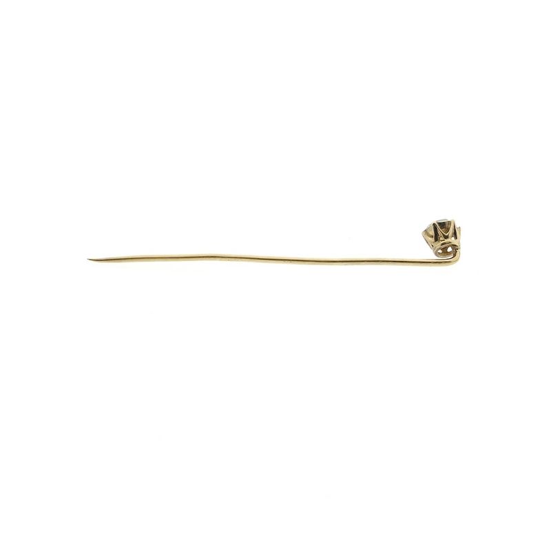 Image 6 of Gold lapel pin, tie pin with rose-cut diamond | Approx. 0.10 ct.