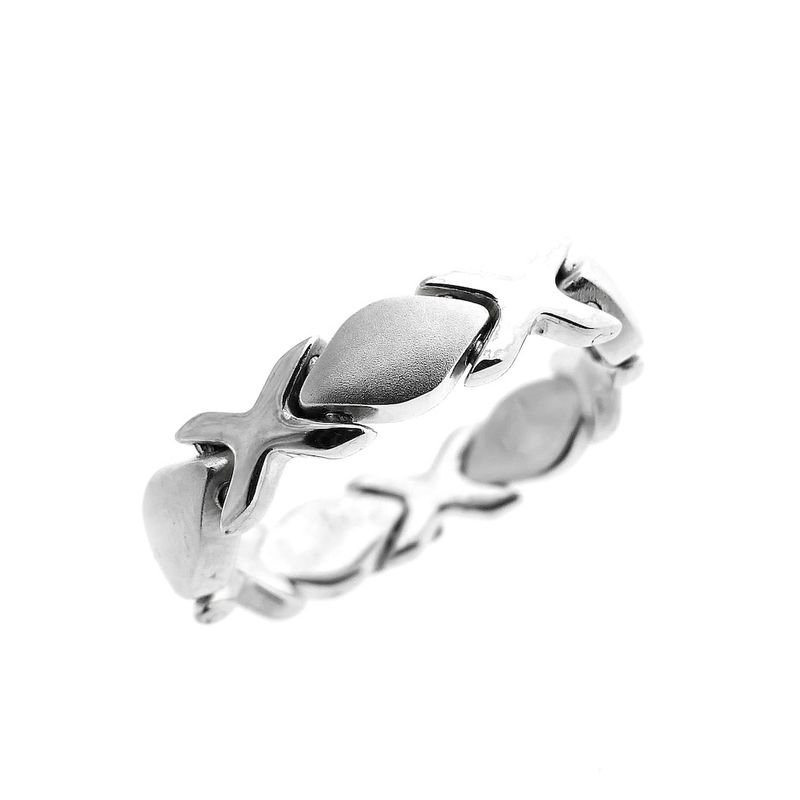 Image 1 of Silver smooth link ring
