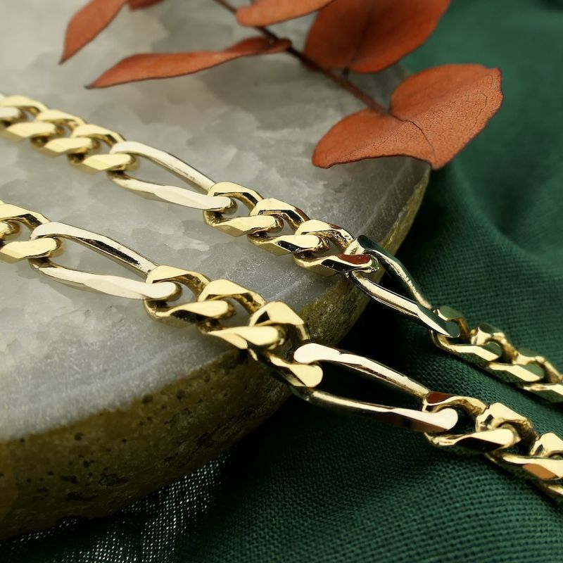 Image 2 of Two-tone solid gold Figaro link chain