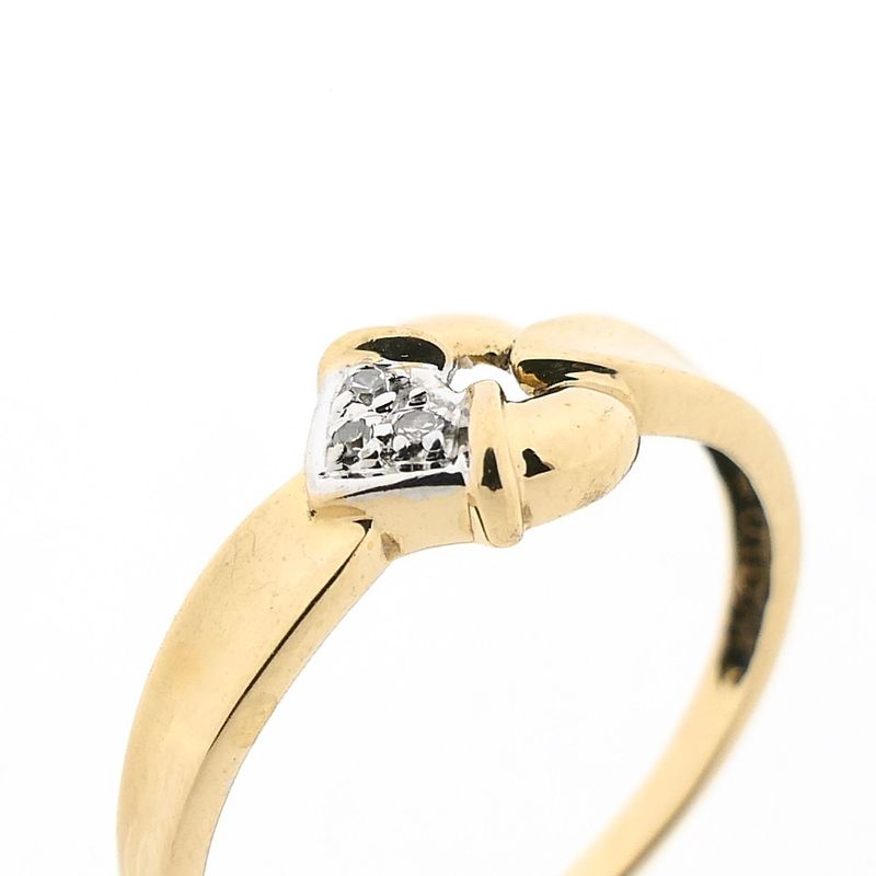 Afbeelding 3 van Gouden ring met diamanten; 0,015 ct. 