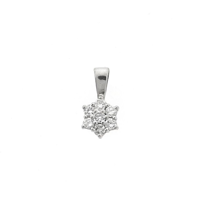 Image 1 of White gold minimalist pendant with diamond | 0.21 ct.