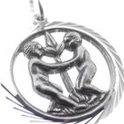 Image 2 of Silver zodiac sign pendant; Gemini