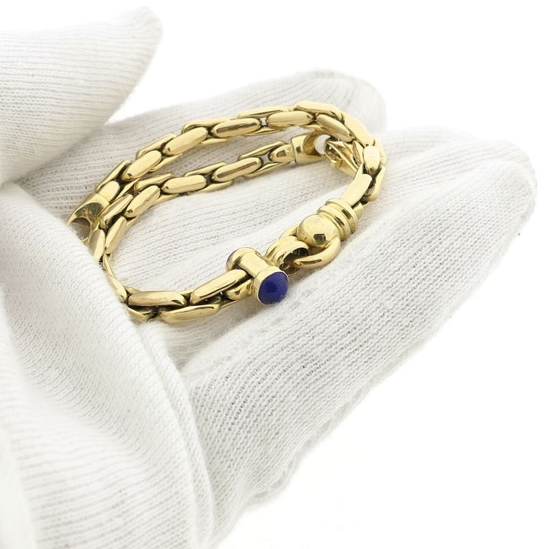 Image 8 of Vintage gold anchor link bracelet with lapis lazuli | 19.5 cm