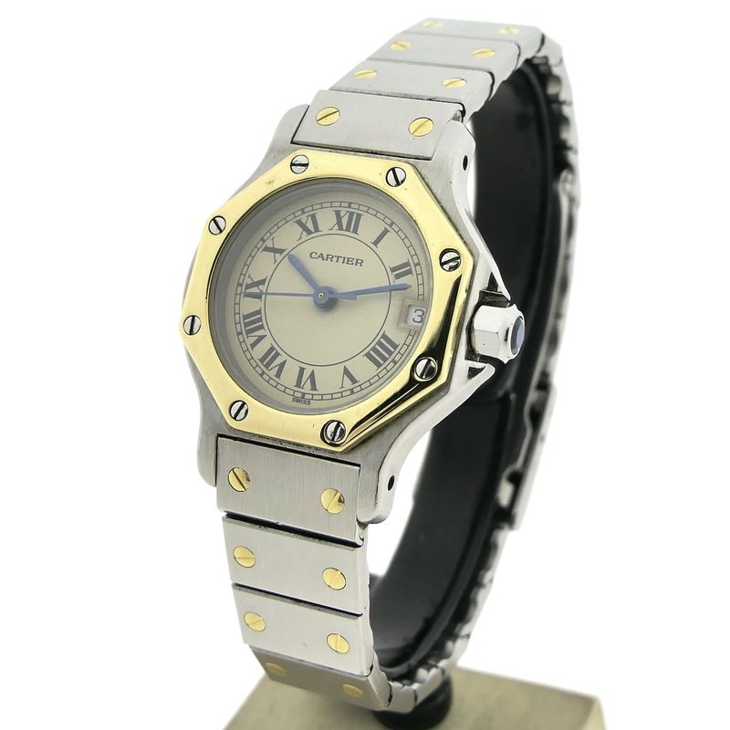 Image 2 of Cartier Santos Octagon 187903; Women's watch in 18k gold and steel