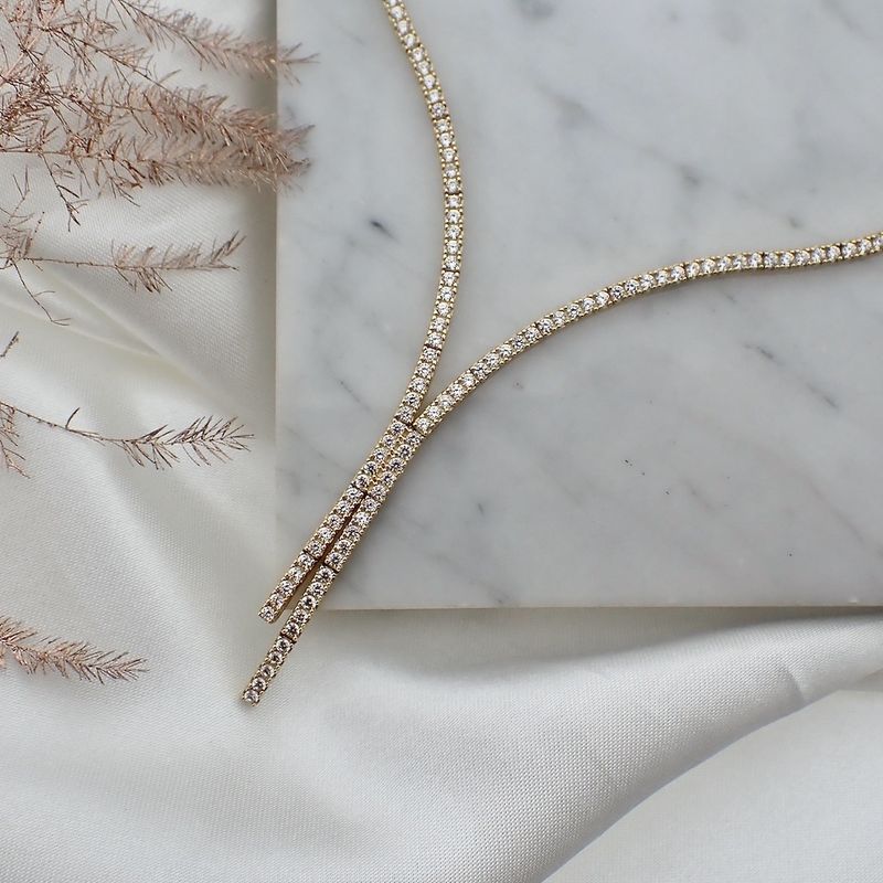 Image 8 of Gold necklace with zirconia | 42 cm