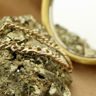 Image 2 of 8K Two-tone gourmet link bracelet with diamond; 0.03 ct. | 21 cm