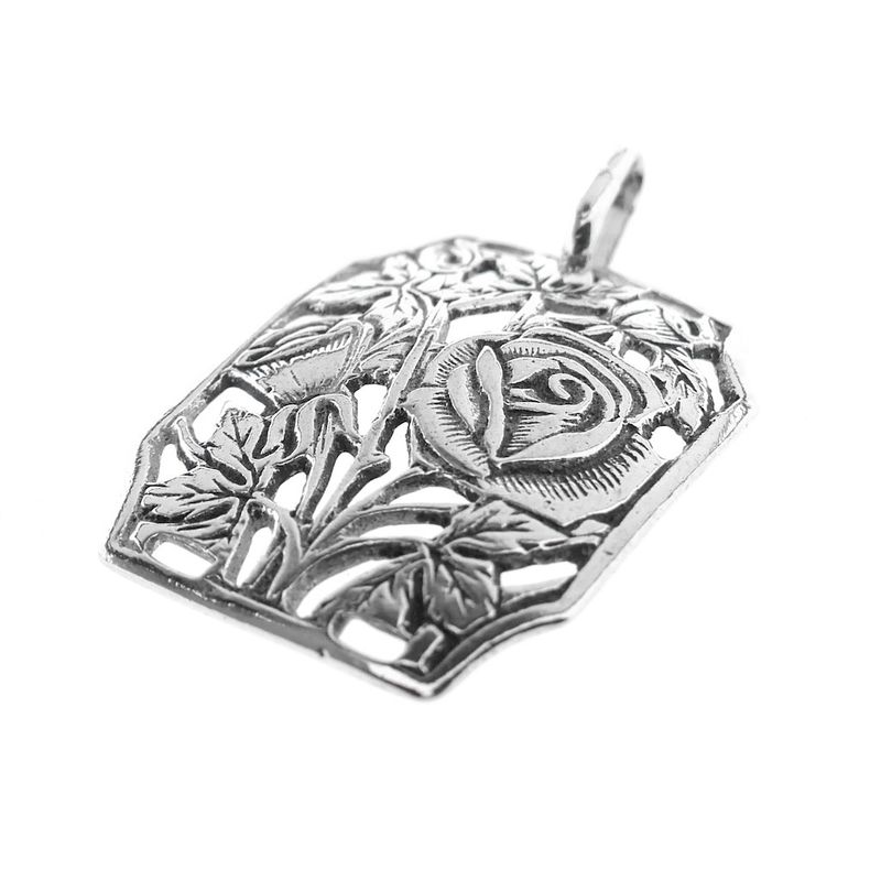 Image 4 of Silver pendant with floral design | Art Nouveau